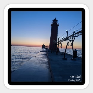 Grand Haven Lighthouse at Sunset Sticker
